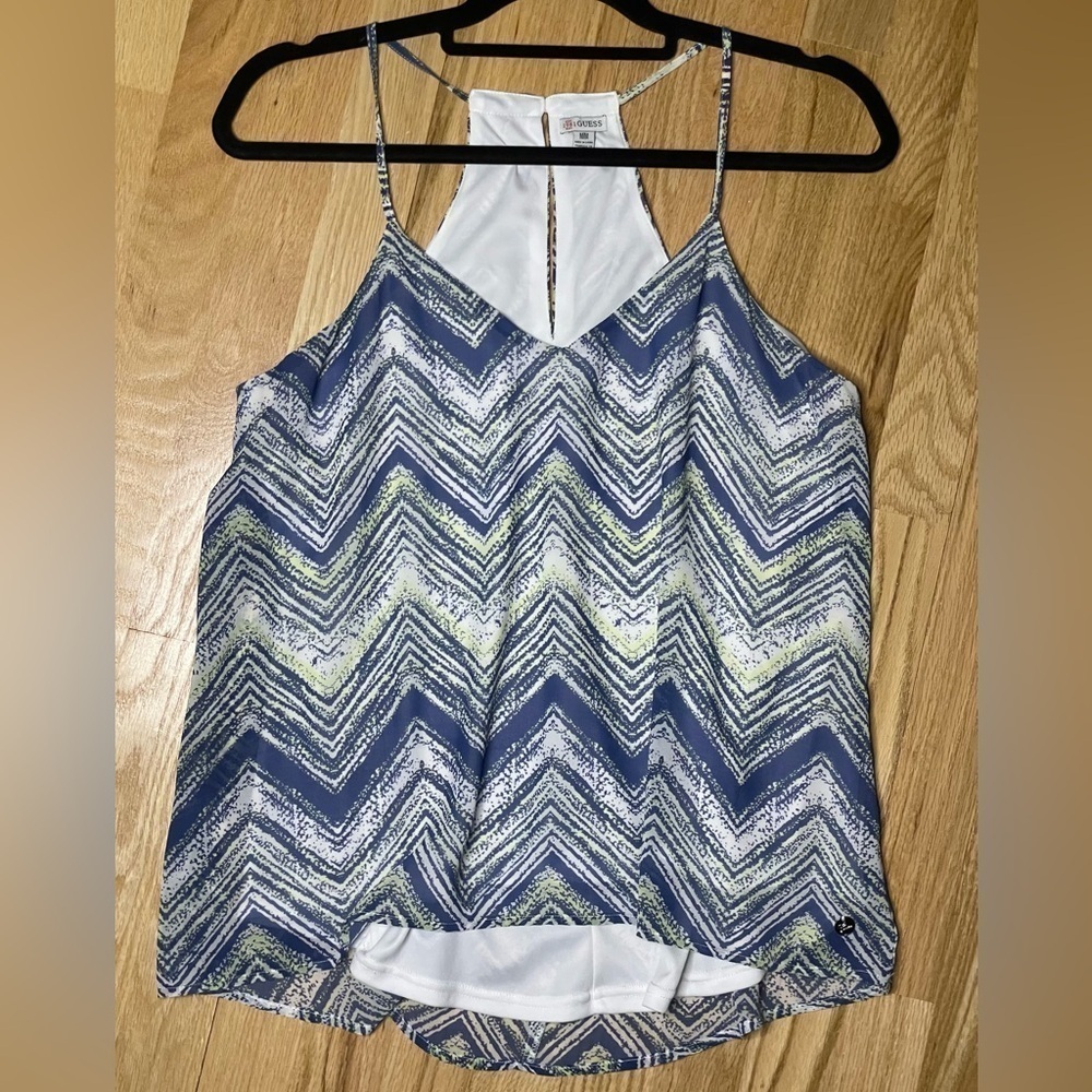 Guess V-Neck Keyhole Back Tank Top Racerback Size Medium